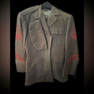 Vtg Us Marine Corps 2 Pc Dress Uniform Wool Olive 